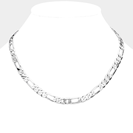 Silver Plated 18 Inch 8mm Figaro Metal Chain Necklace