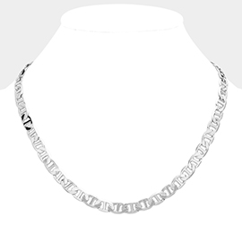 Silver Plated 20 Inch 8mm Mariner Metal Chain Necklace