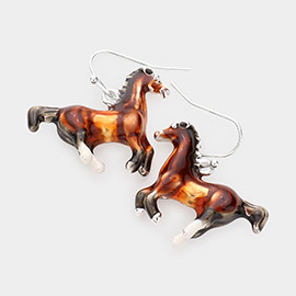 3D Running Horse Dangle Earrings