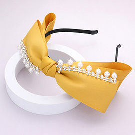 Pearl Stone Embellished Bow Headband