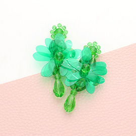 Flower Accented Beaded Dangle Earrings