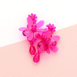Flower Accented Beaded Dangle Earrings