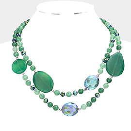 Geometric Bead Accented Double Layered Necklace