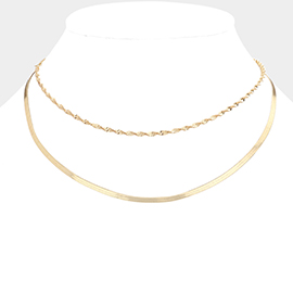 Brass Metal Chain Double Layered Necklace