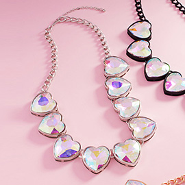 Heart Stone Cluster Necklace