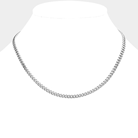 6 Diamond Cut Stainless Steel 16 Inch 4mm Cuban Metal Chain Necklace