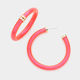 Colored Shiny Tube Hoop Earrings