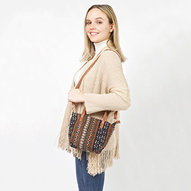 Ethnic Patterned Tote / Crossbody Bag