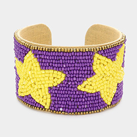 Game Day Beaded Star Accented Cuff Bracelet