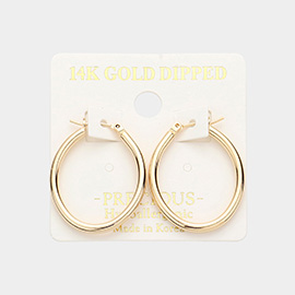 14K Gold Dipped 1.2 Inch Metal Oval Hoop Pin Catch Earrings