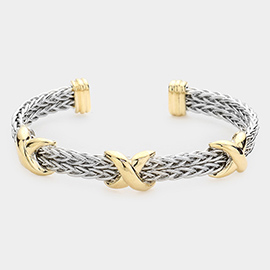 Metal Crisscross Cuff Bracelet