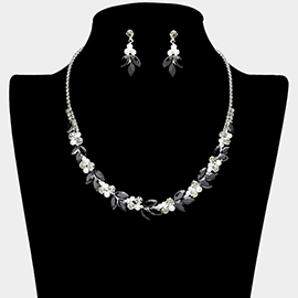 Marquise Stone Accented Rhinestone Pave Necklace
