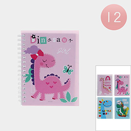 12PCS - Message Dinosaur Printed Notebooks