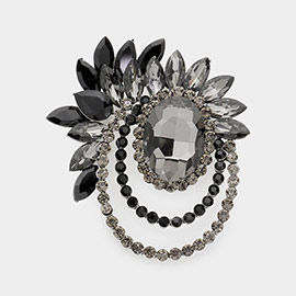 Oval Accented Marquise Stone Cluster Pin Brooch