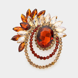 Oval Accented Marquise Stone Cluster Pin Brooch
