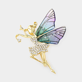 Rhinestone Embellished Tinkerbell Fairy Pin Brooch