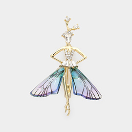 Rhinestone Embellished Fairy Pin Brooch