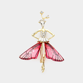 Rhinestone Embellished Fairy Pin Brooch