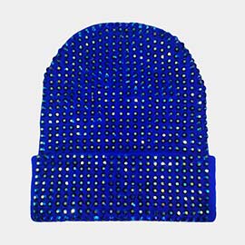 Studded Solid Knit Beanie Hat