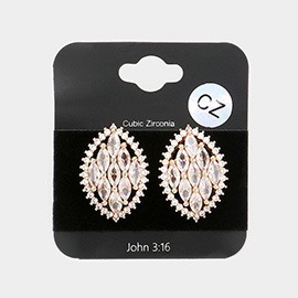 CZ Marquise Cluster Stud Evening Earrings