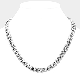 Stainless Steel 20 Inch 8mm 6 Diamond Cut Cuban Chain Necklace