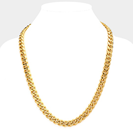 18K Gold Dipped Stainless Steel 24 Inch 8mm 6 Diamond Cut Cuban Chain Necklace