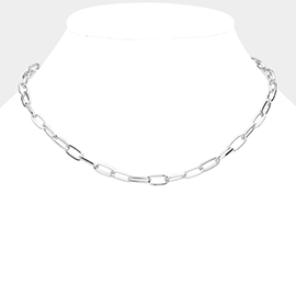 Metal Paper Clip Link Chain Necklace