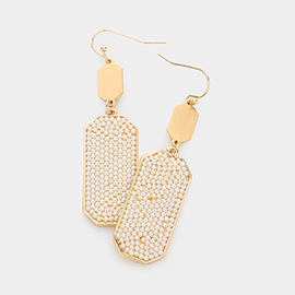 Pearl Paved Hexagon Dangle Earrings