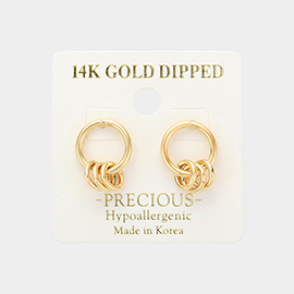 14K Gold Dipped Abstract Metal Stud Earrings