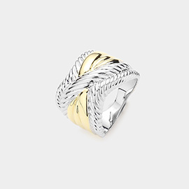 Two Tone Criss Cross Ring