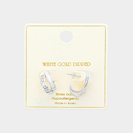 White Gold Dipped Duo J Shape Earrings