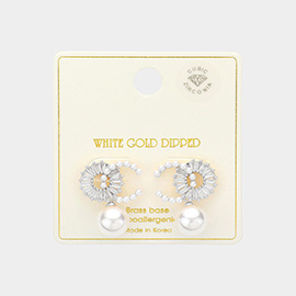 White Gold Dipped O-C Pearl Drop Earrings