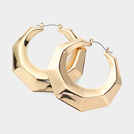 Geometric Metal Hoop Pin Catch Earrings