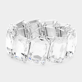 Rectangle Crystal Stone Cluster Stretch Evening Bracelet