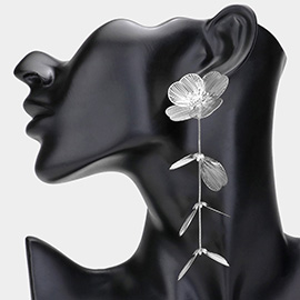 Metal Flower Petal Dropdown Earrings