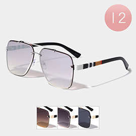 12PCS - Color Block Pointed Tinted Aviator Sunglasses