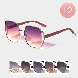 12PCS - Square Tinted Lens Thin Frame Wayfarer Sunglasses