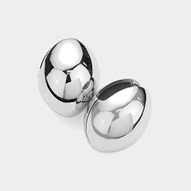 SECRET BOX_Sterling Silver Dipped Hypoallergenic Metal Oval Huggie Earrings