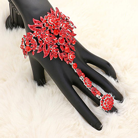 Crystal Rhinestone Accented Hand Chain Evening Bracelet