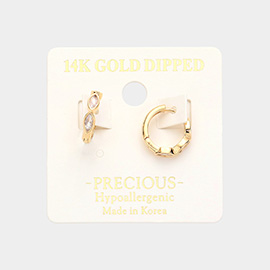 14K Gold Dipped Marquise Stone Pointed Hoop Huggie Earrings