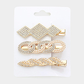 3PCS - Pearl Embellished Alligator Snap Hair Pins