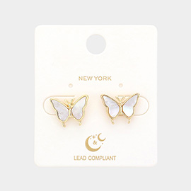 Mother Of Pearl Butterfly Stud Earrings