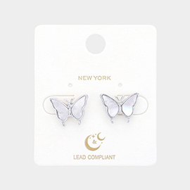 Mother Of Pearl Butterfly Stud Earrings