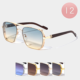 12PCS - Square Tinted Lens  Metal Frame Wayfarer Sunglasses