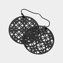 Abstract Pattern Circle Metal Filigree Dangle Earrings