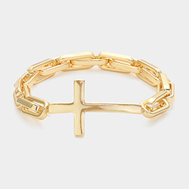 Metal Cross Pointed Hardware Chain Link Stretch Bracelet