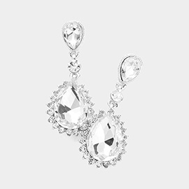 Teardrop Crystal Stone Dangle Evening Earrings