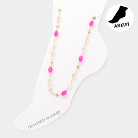 Faceted Teardrop Beaded Anklet