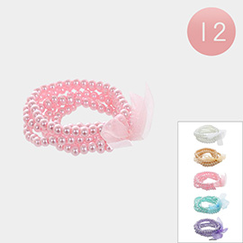 12 SET OF 5 - Pearl Multi Layered Stretch Bracelets