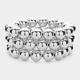 3PCS - Chunky Metal Ball Multi Layered Stretch Bracelets